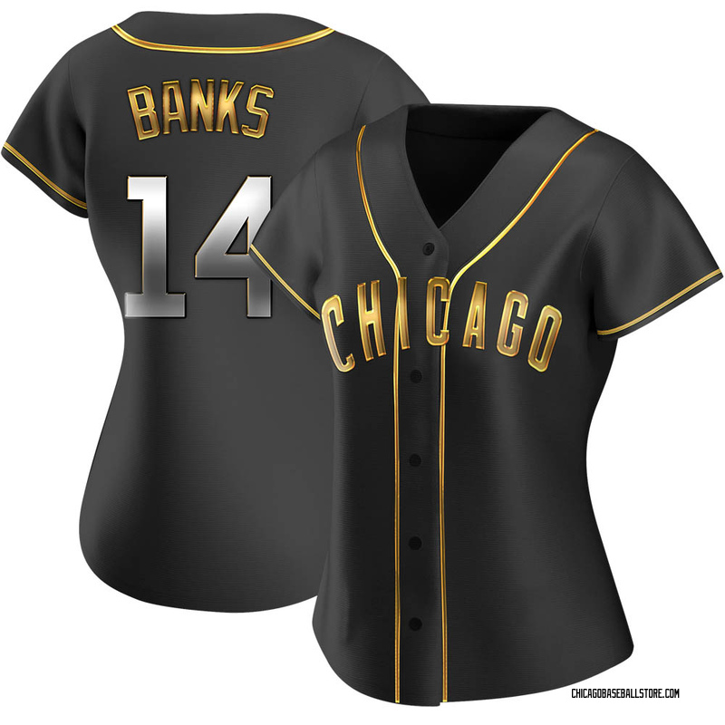 Ernie Banks Women's Chicago Cubs Alternate Jersey - Black Golden
