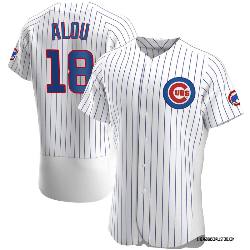 Moises Alou Signed Chicago Cubs White Pinstripe Majestic Replica Baseball  Jersey