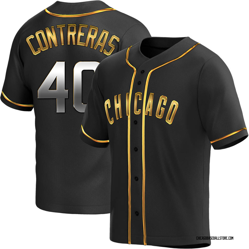 Willson Contreras Youth Chicago Cubs Alternate Jersey - Black Golden Replica